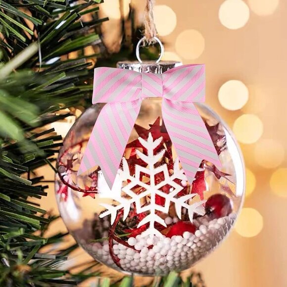 30 3" Twist Tie Pink Striped Grosgrain Ribbon Bows - Picture 6 of 9